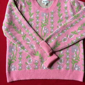 Pink Floral Knit Sweater